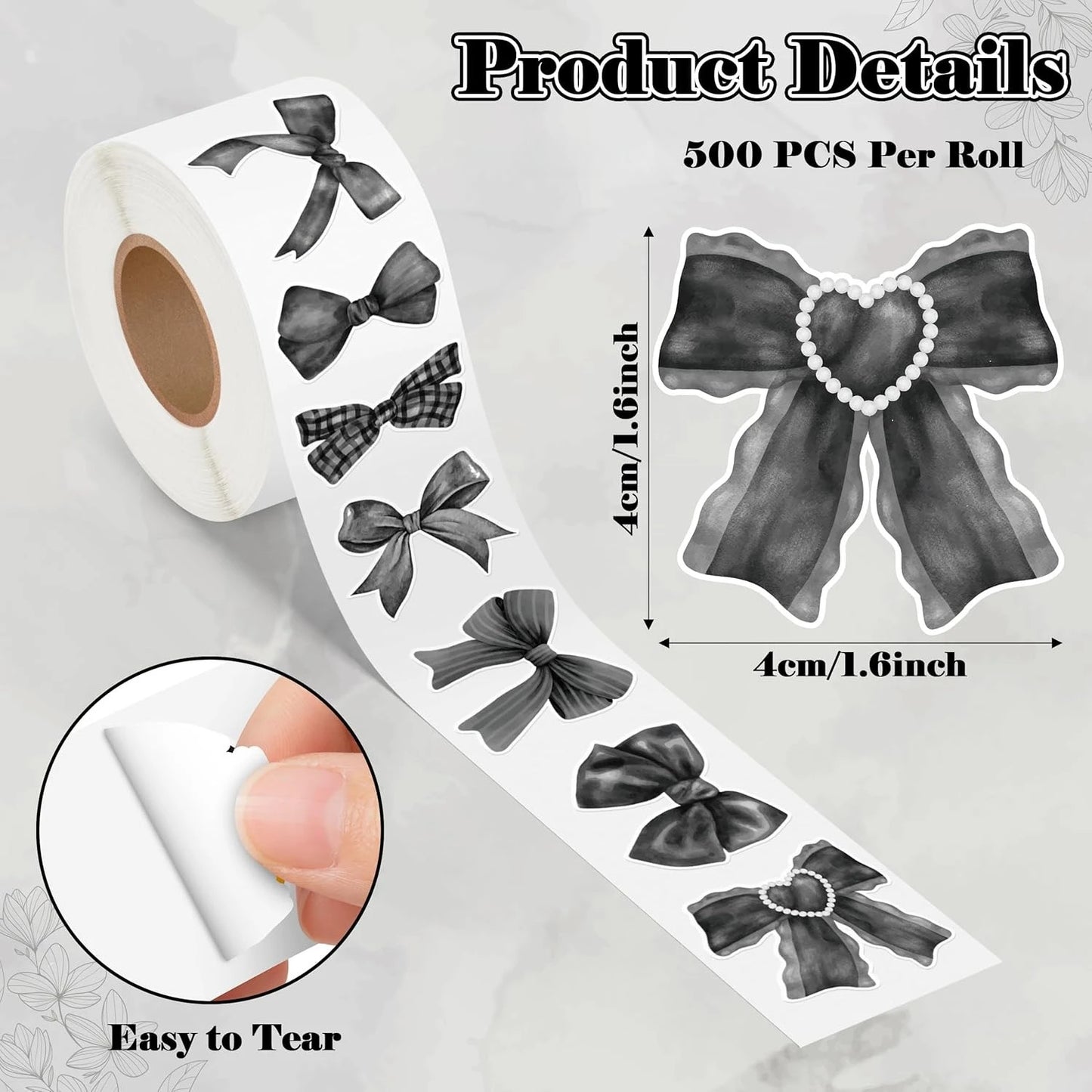 500Pcs/ 1 Roll Cartoon Bow Stickers