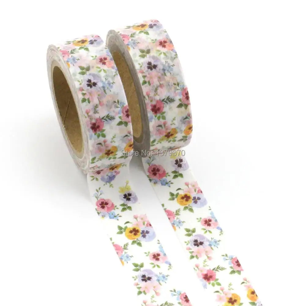 White Flowers Washi Tape Japanese Paper
