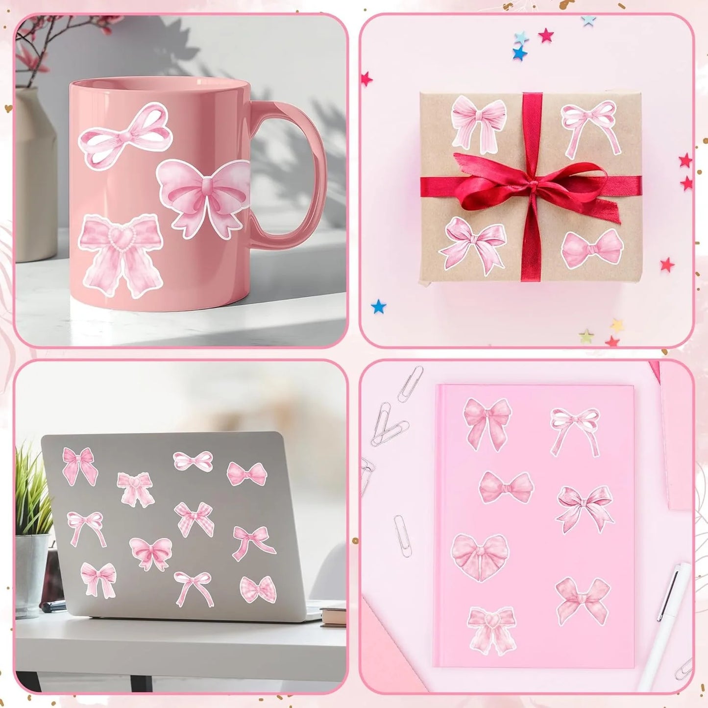 500Pcs/ 1 Roll Cartoon Bow Stickers