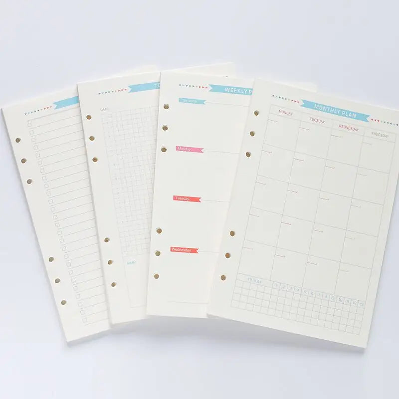 40 Sheet A5/A6 6 Ring Paper Refill Loose-leaf To Do/Weekly/Monthly/Grid