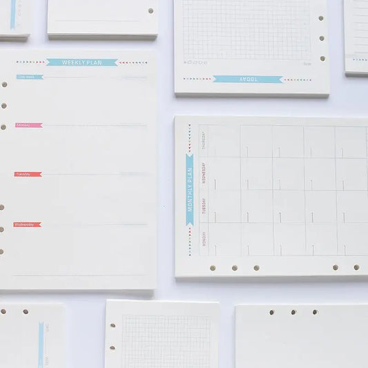 40 Sheet A5/A6 6 Ring Paper Refill Loose-leaf To Do/Weekly/Monthly/Grid