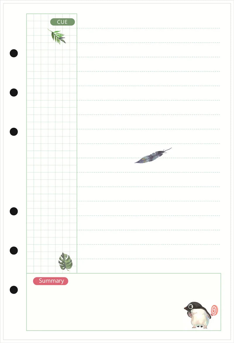 40 Sheet A5/A6 6 Ring Paper Refill Loose-leaf To Do/Weekly/Monthly/Grid