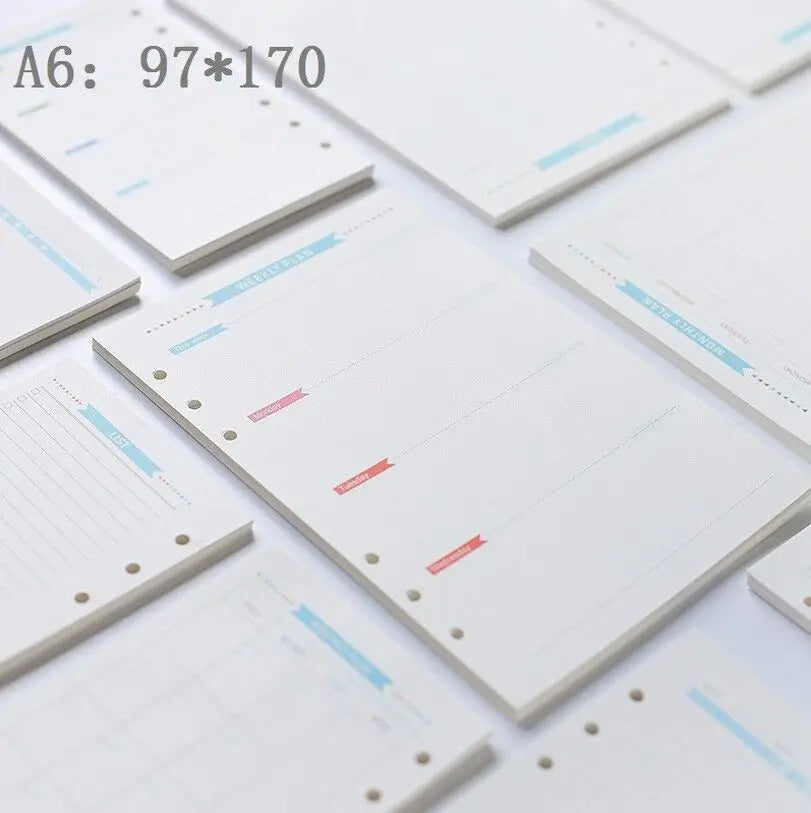 40 Sheet A5/A6 6 Ring Paper Refill Loose-leaf To Do/Weekly/Monthly/Grid