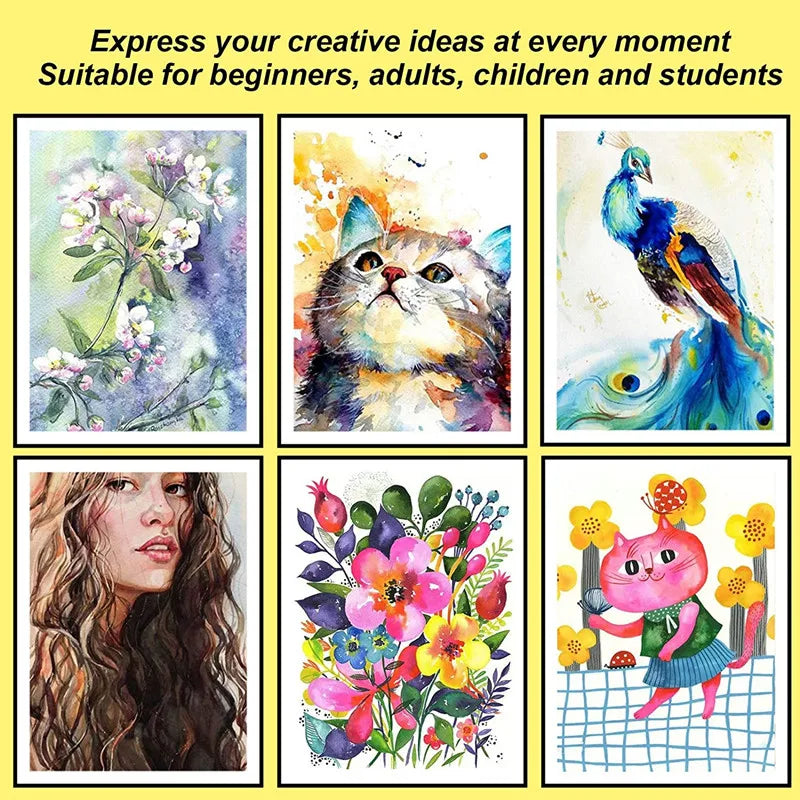 Watercolor Painting  48 Colors Solid Water Color Paint With Brush