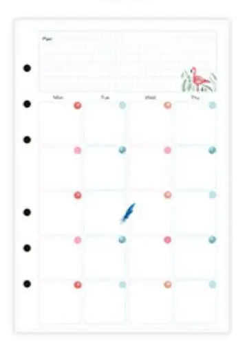 40 Sheet A5/A6 6 Ring Paper Refill Loose-leaf To Do/Weekly/Monthly/Grid