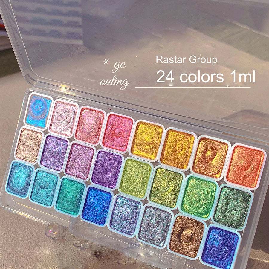 Watercolor set, 24 colors, Pearlescent Metal Solid