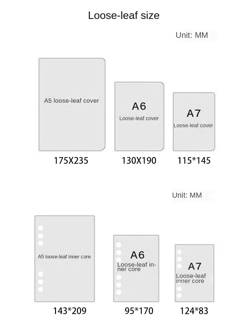 A6 A5 Loose Leaf Notebook Refill