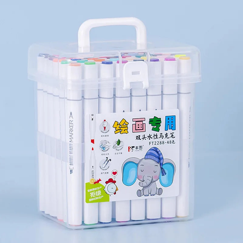 Water-based Marker Pens Are Washable and Have Bright Colors They Are Stationery for Learning Drawing and Marking