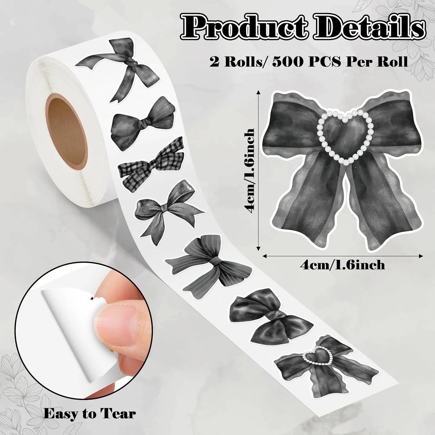 500Pcs/ 1 Roll Cartoon Bow Stickers