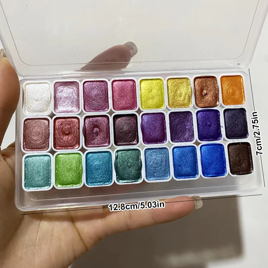 Watercolor set, 24 colors, Pearlescent Metal Solid