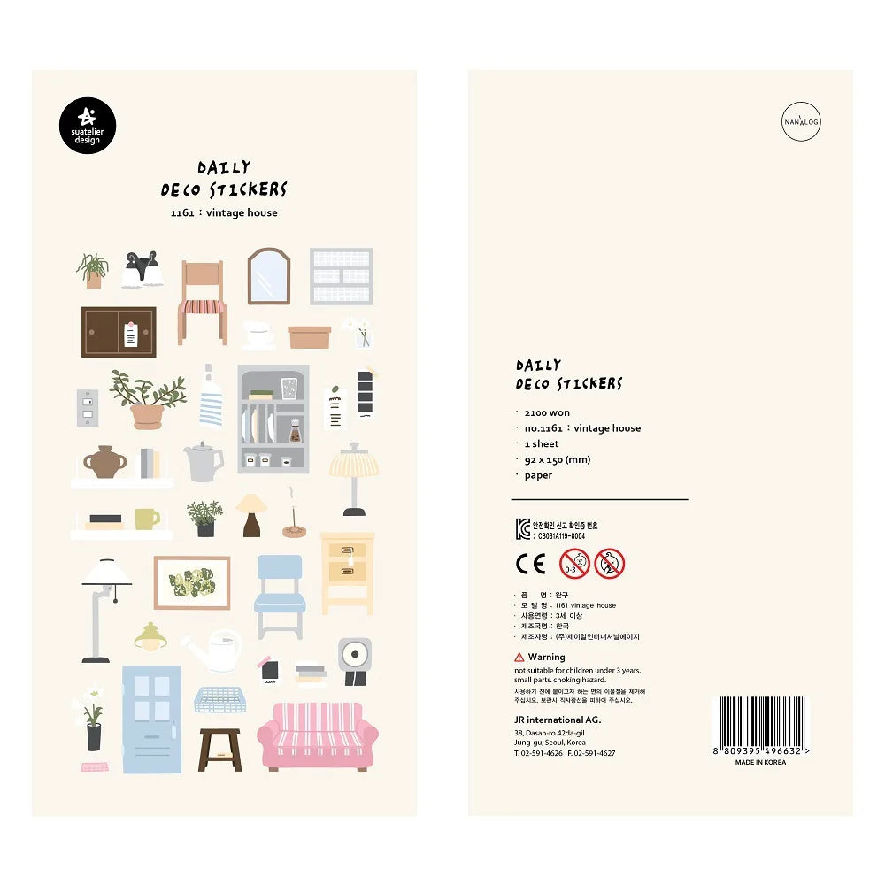 Korean Import Original Suatelier Collection Kawaii Daily Stickers