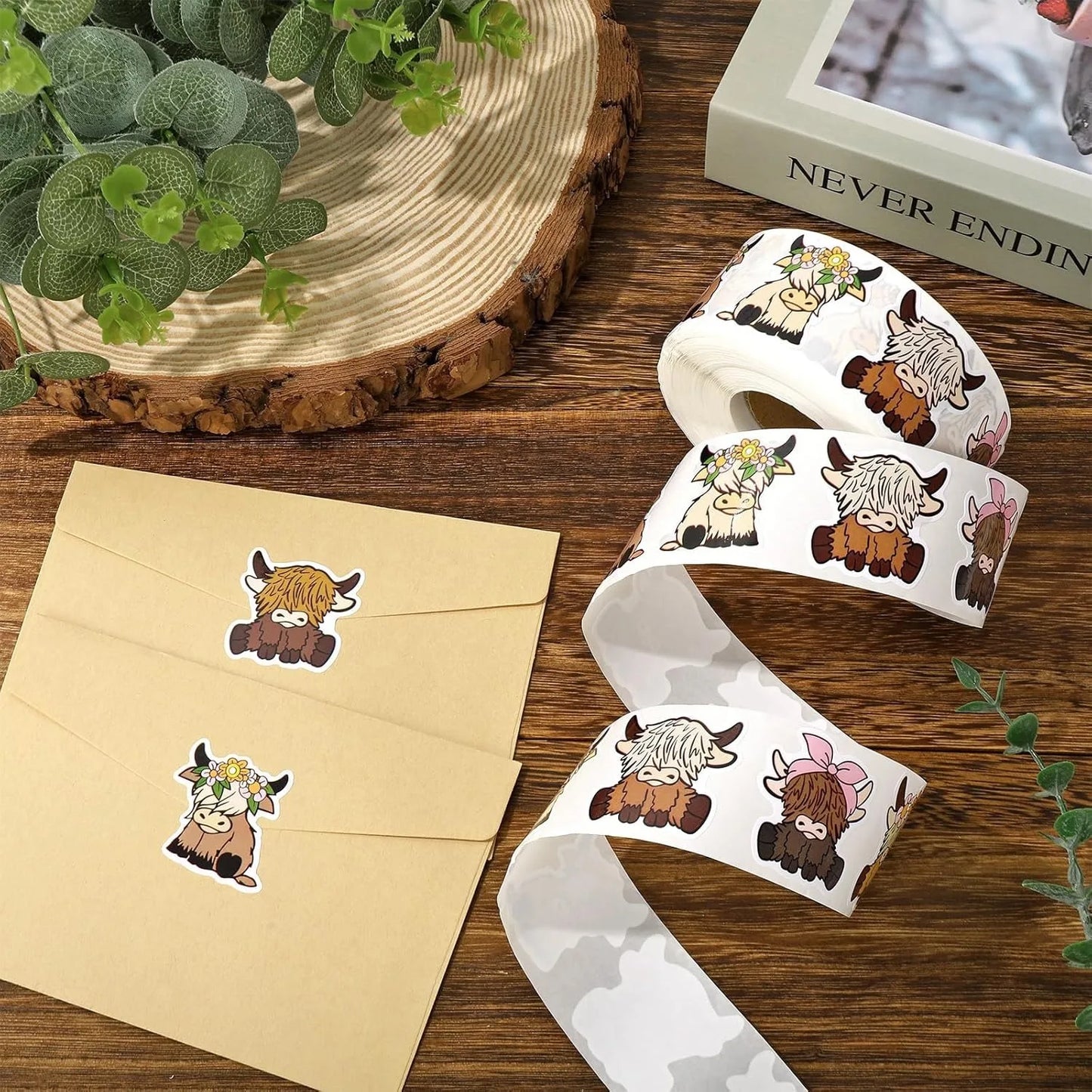 500 Pcs/roll Pink Pig Stickers