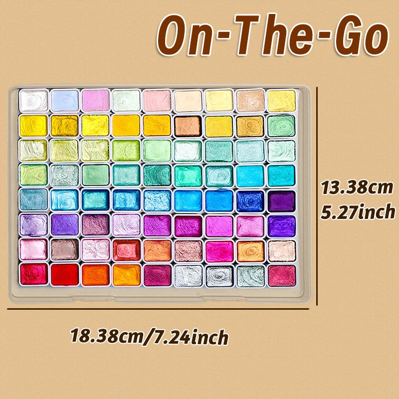 72 Colors Metallic Watercolors with Intense Sparkle