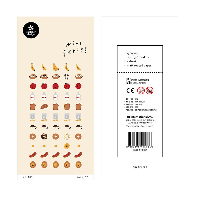 Korean Import Original Suatelier Collection Kawaii Daily Stickers