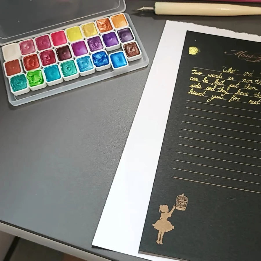 Watercolor set, 24 colors, Pearlescent Metal Solid