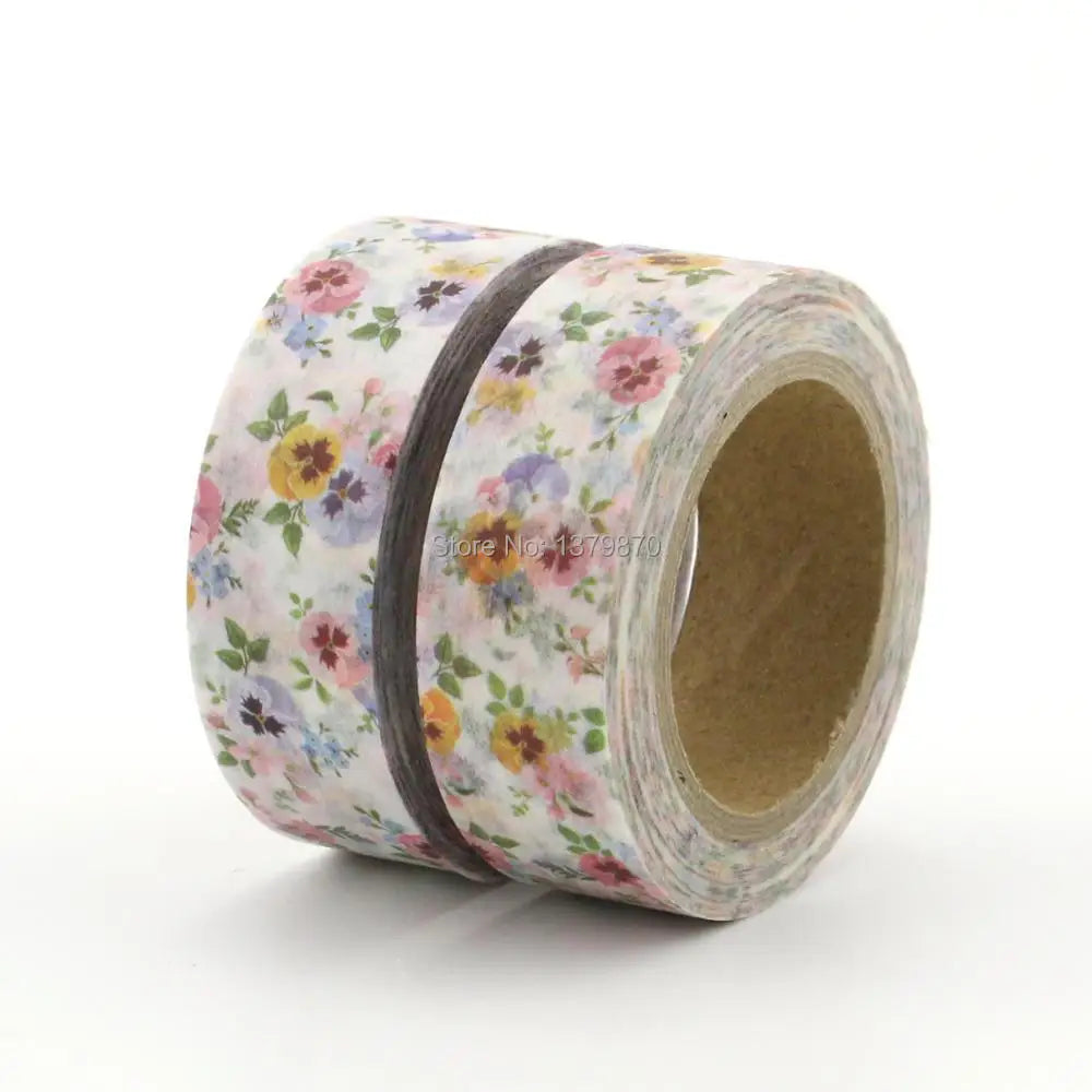 White Flowers Washi Tape Japanese Paper