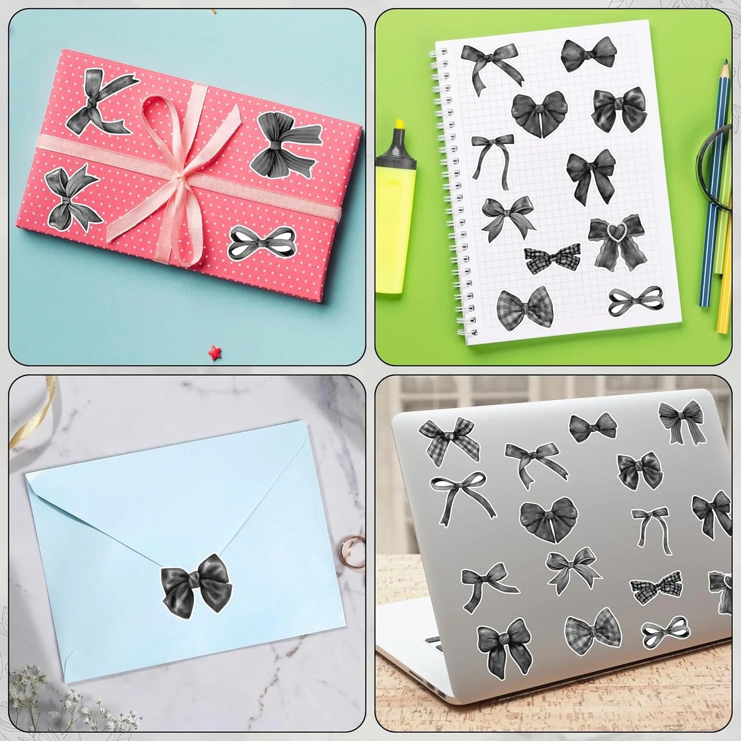 500Pcs/ 1 Roll Cartoon Bow Stickers