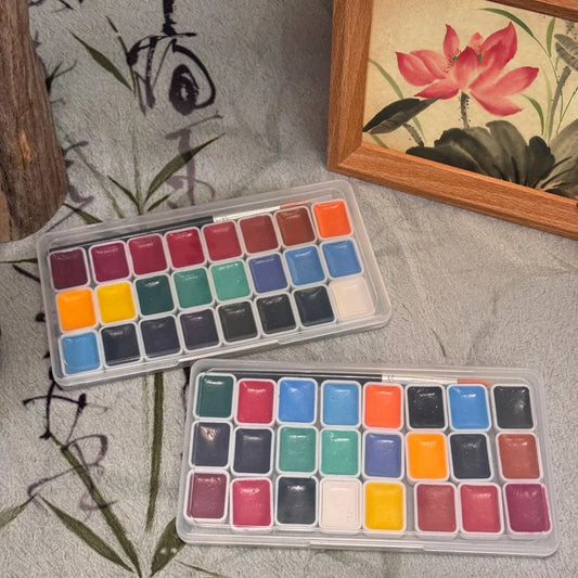 Watercolor Set, 24 Colors,  Solid Watercolor Paints, Suitable for Calligraphy and Painting, Nail Art, DIY Craft