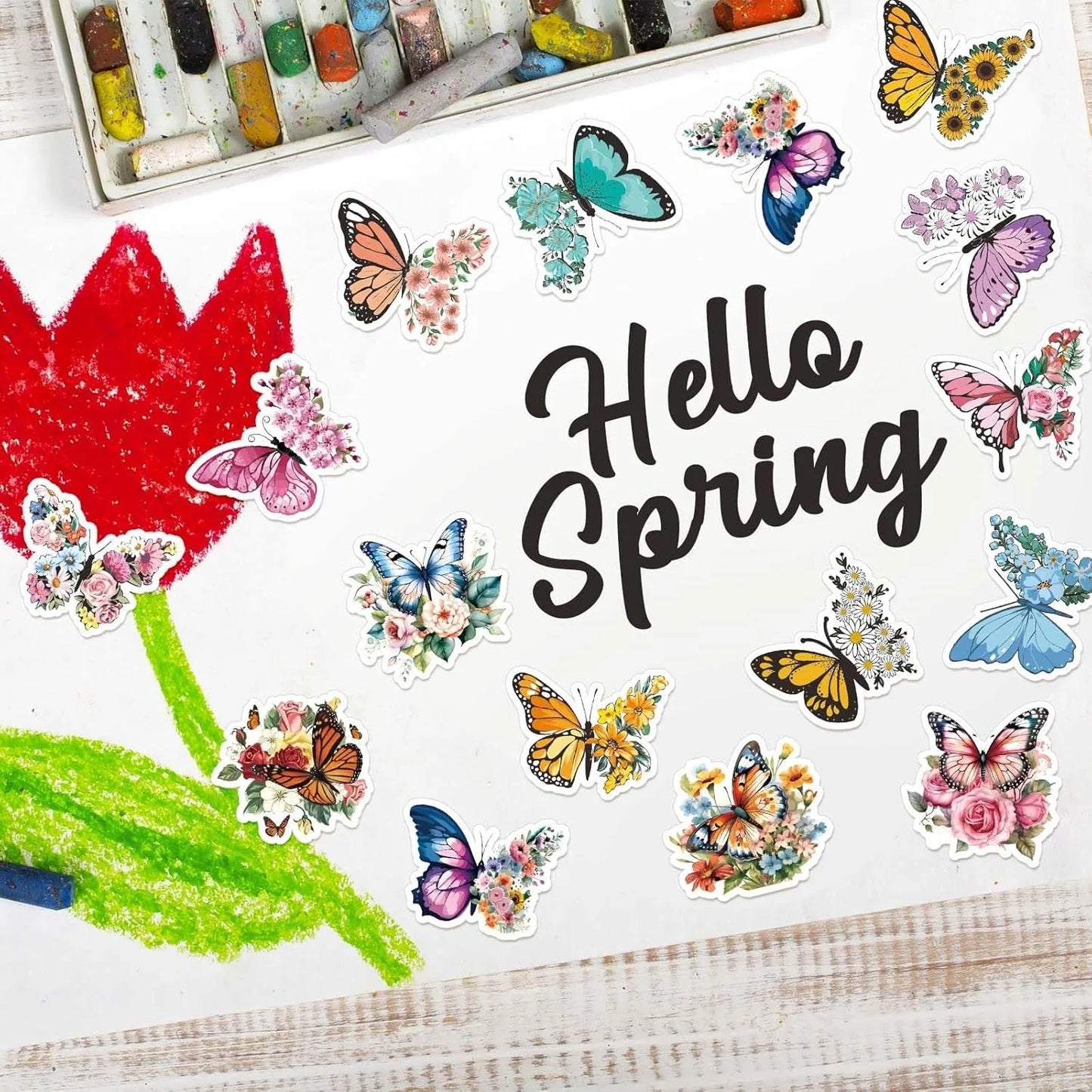 500Pcs /1 Rolls 3.8cm/1.5 inch Butterfly Flower Shaped Sticker