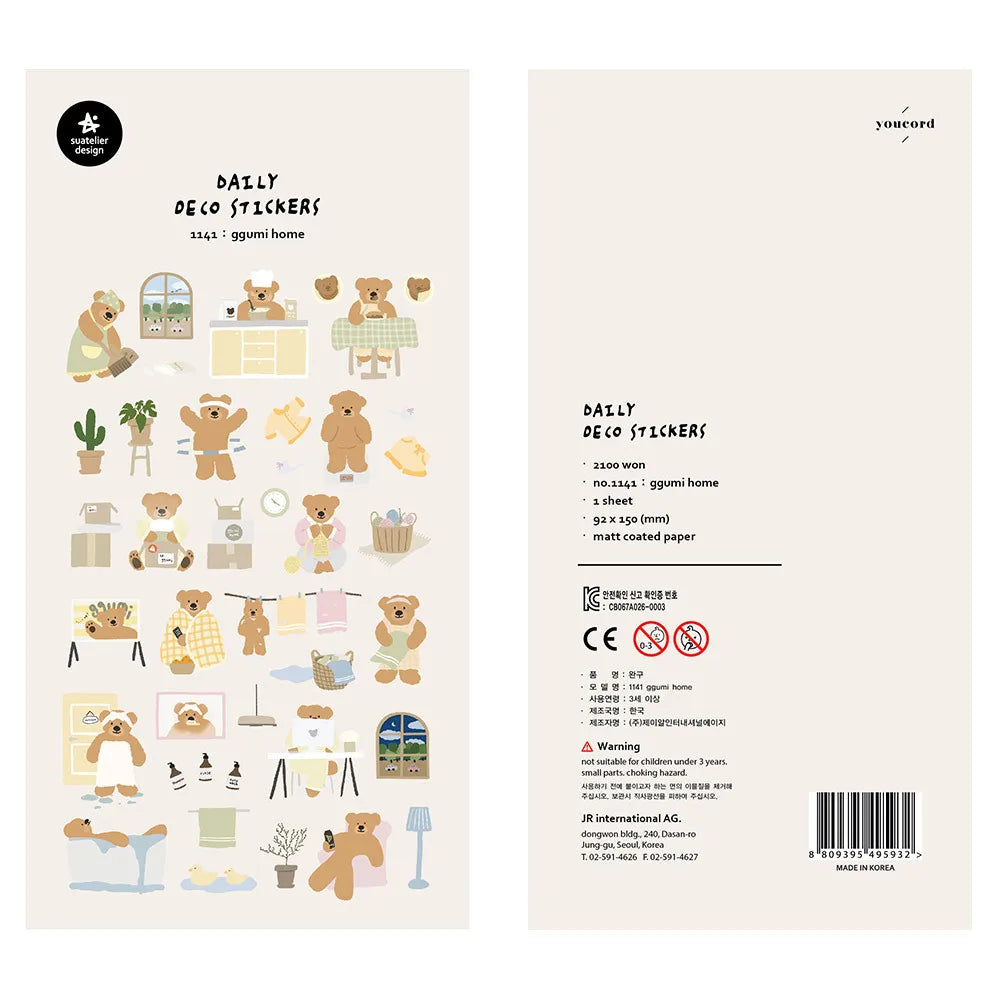 Korean Import Original Suatelier Collection Kawaii Daily Stickers
