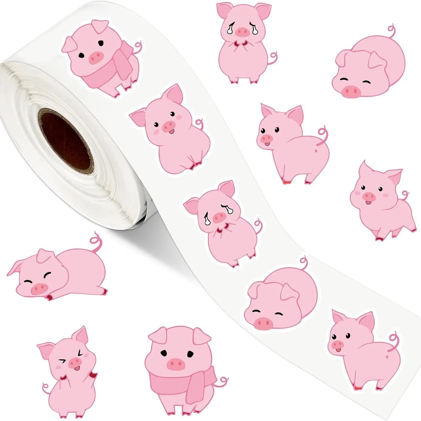 500 Pcs/roll Pink Pig Stickers