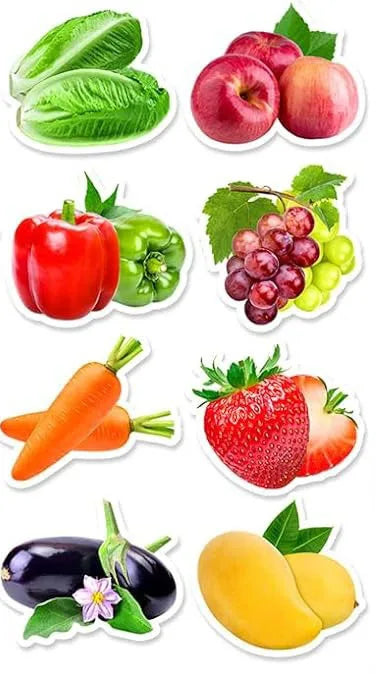 500 Pcs / roll 2.5cm Fruits and Vegetables Stickers