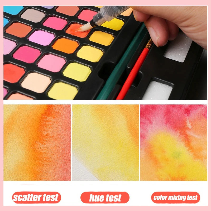 Watercolor Painting  48 Colors Solid Water Color Paint With Brush