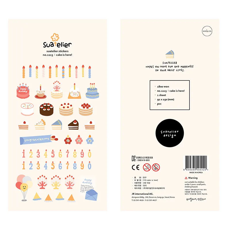 Korean Import Original Suatelier Collection Kawaii Daily Stickers
