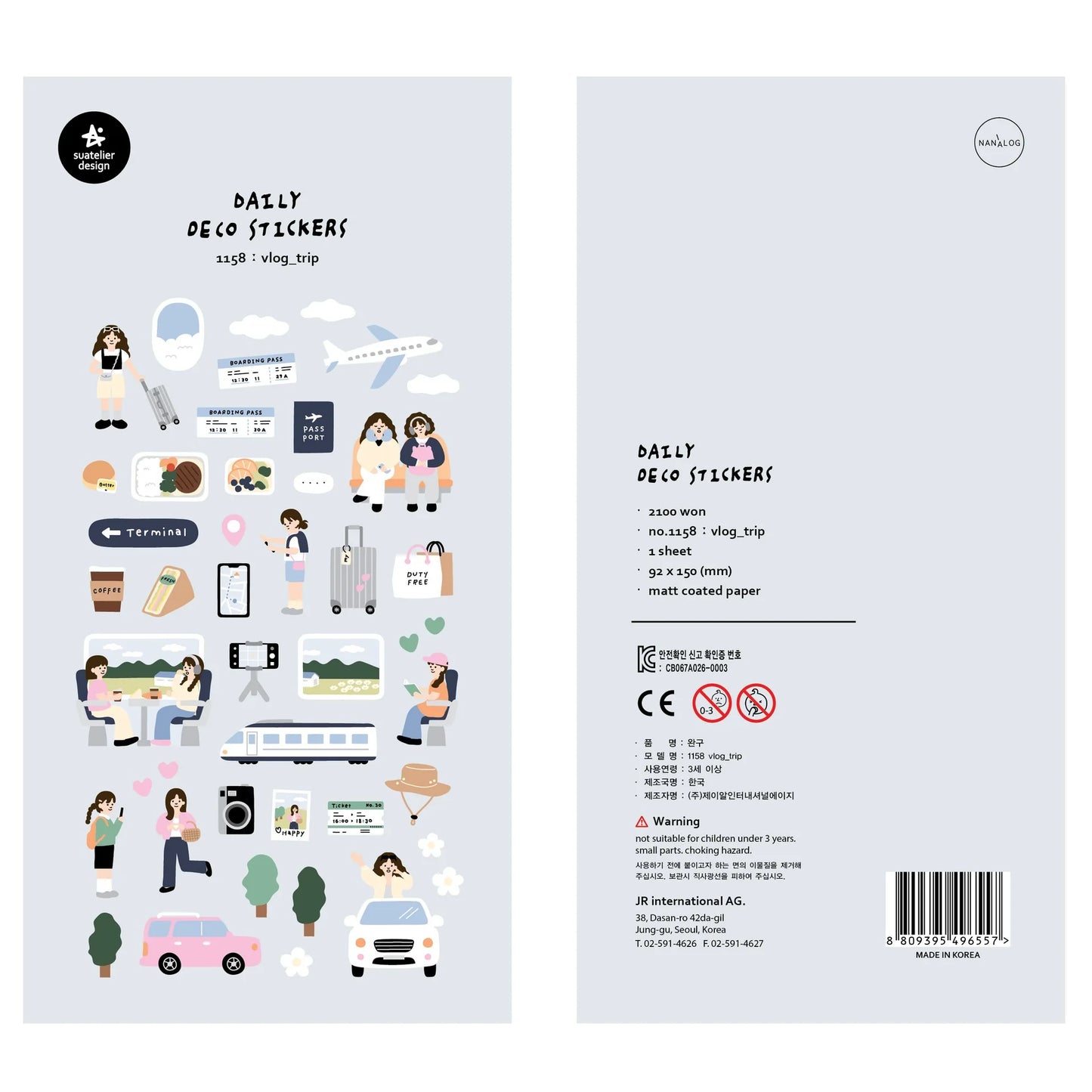 Korean Import Original Suatelier Collection Kawaii Daily Stickers