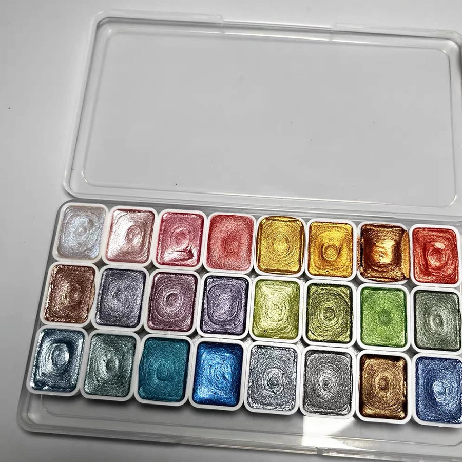 Watercolor set, 24 colors, Pearlescent Metal Solid