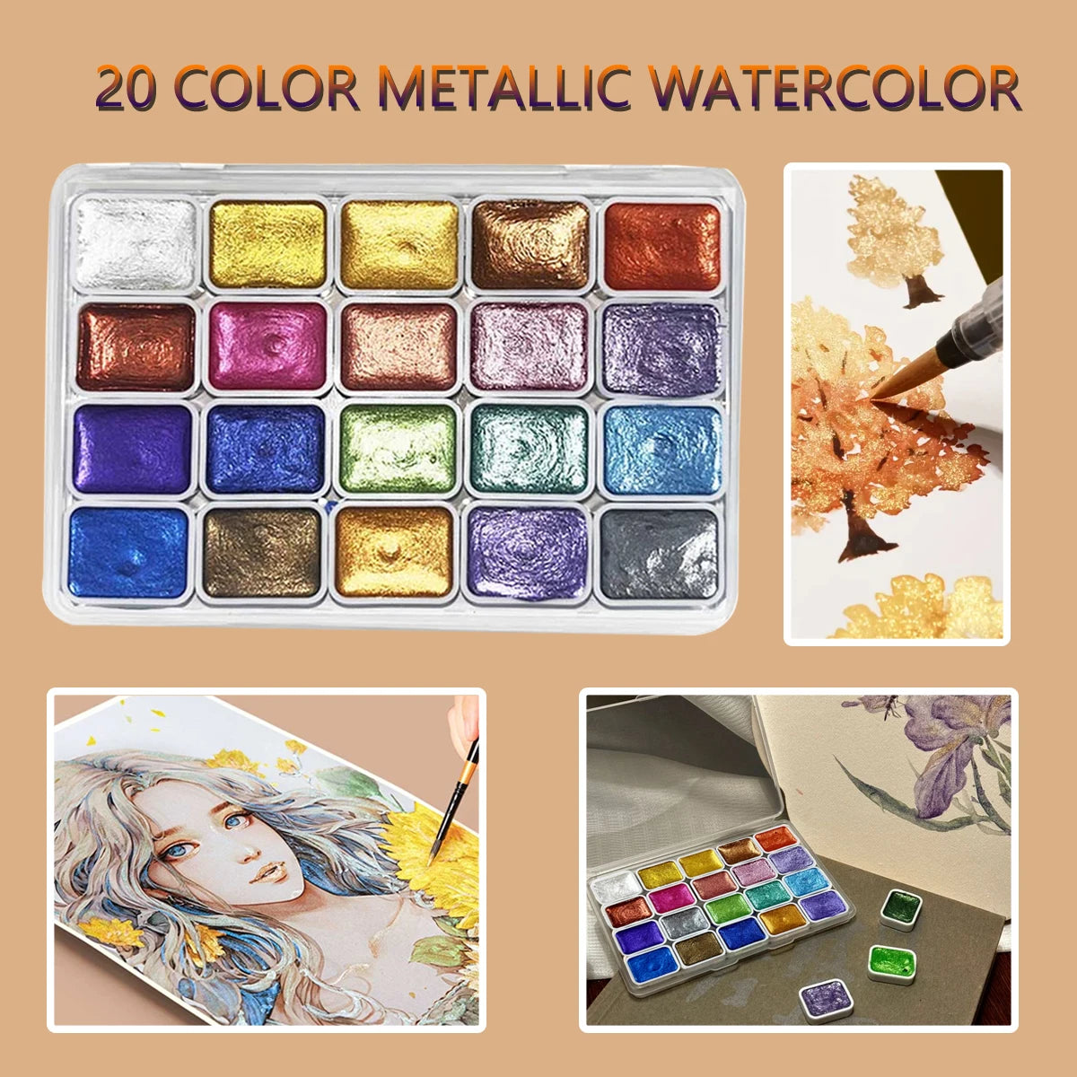 20 Color Watercolor  Pigment Set | Solid Packaging, for Traditional Chinese Painting, Tangka Calligraphy, Color Painting