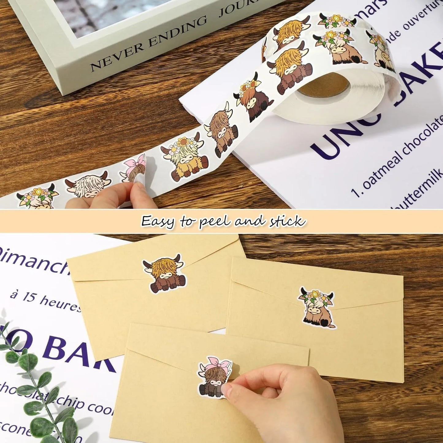 500 Pcs/roll Pink Pig Stickers