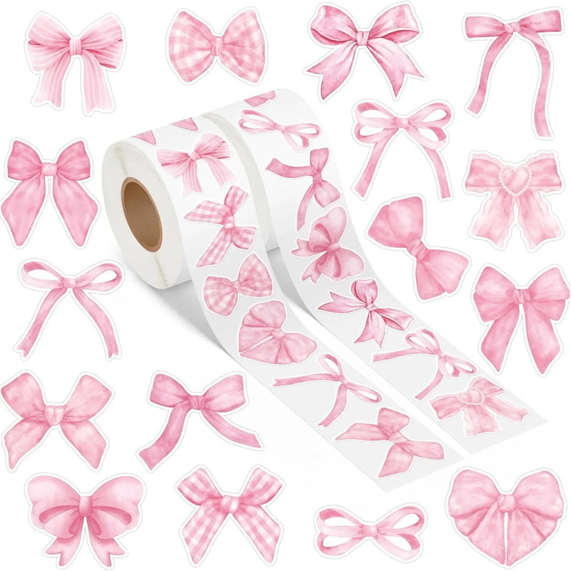 500Pcs/ 1 Roll Cartoon Bow Stickers