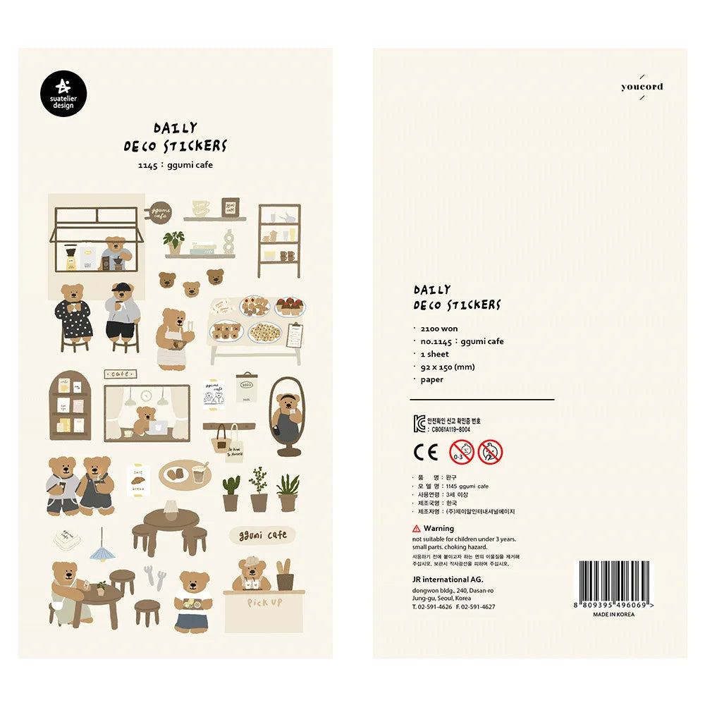 Korean Import Original Suatelier Collection Kawaii Daily Stickers