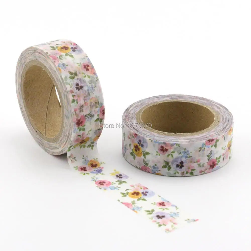 White Flowers Washi Tape Japanese Paper