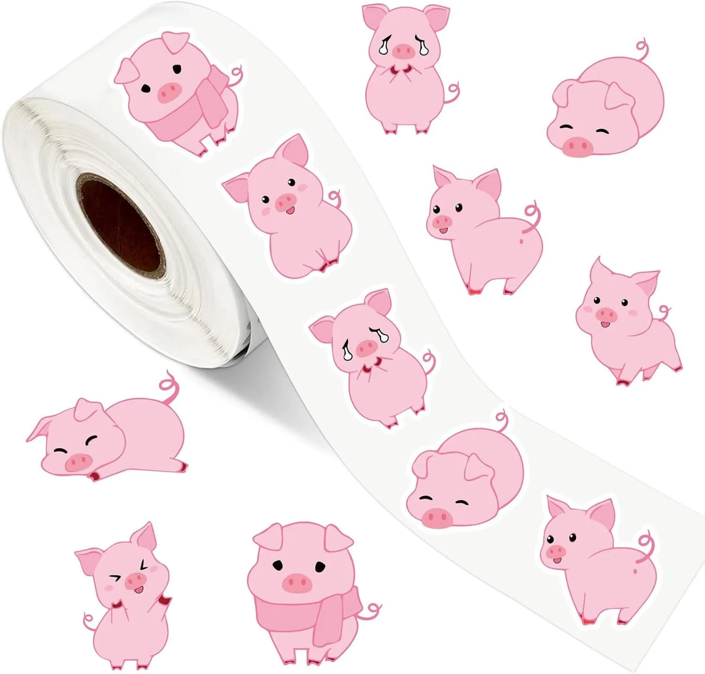 500 Pcs/roll Pink Pig Stickers