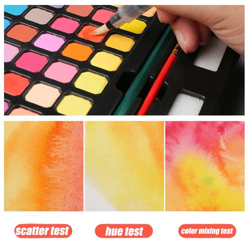 Watercolor Painting  48 Colors Solid Water Color Paint With Brush