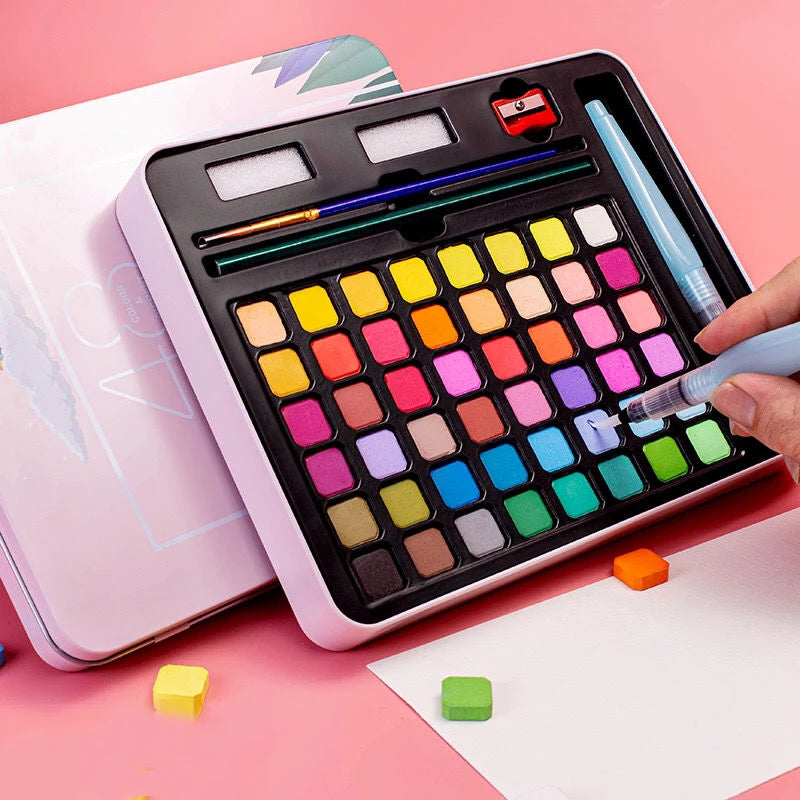 Watercolor Painting  48 Colors Solid Water Color Paint With Brush