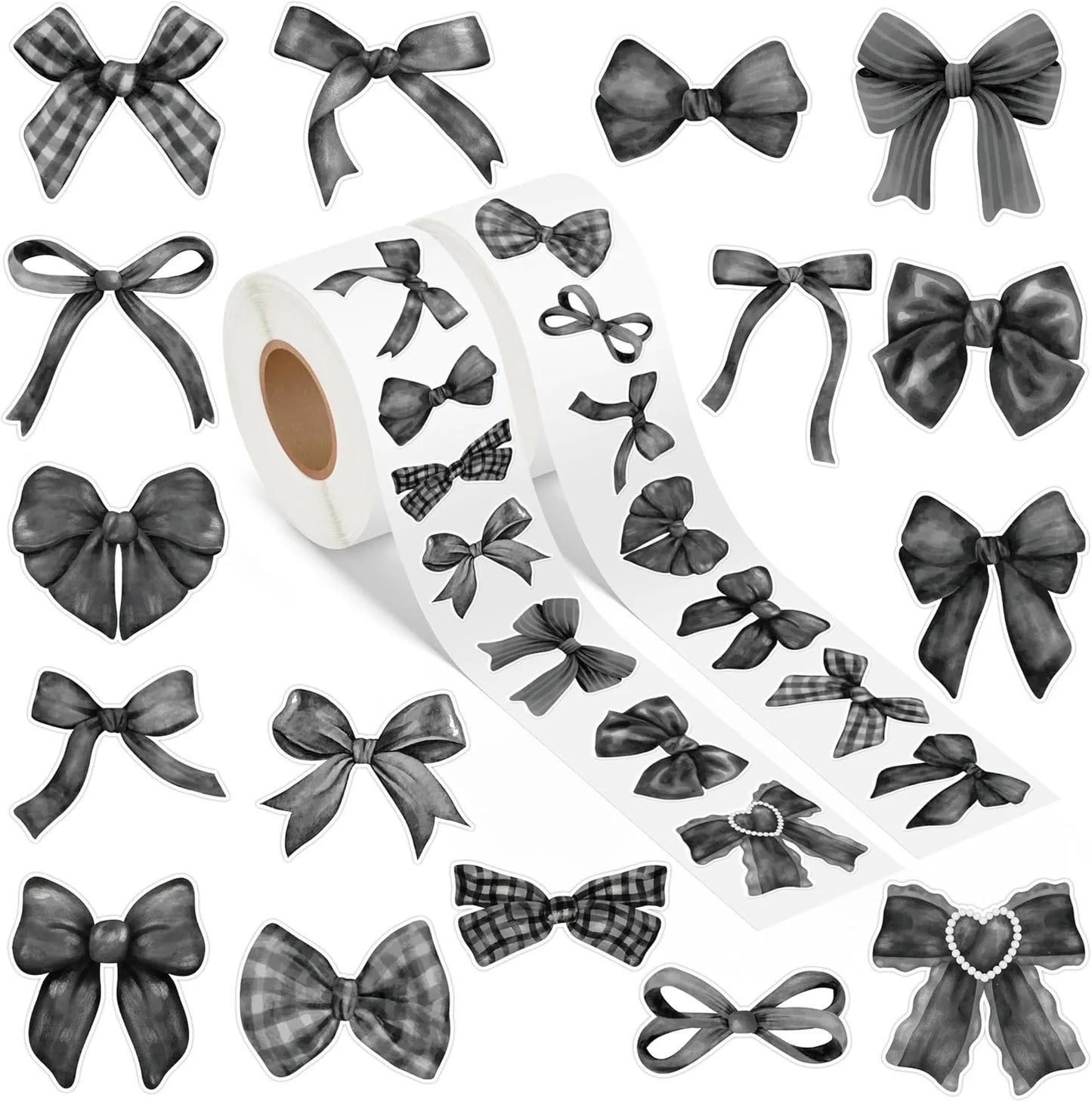 500Pcs/ 1 Roll Cartoon Bow Stickers