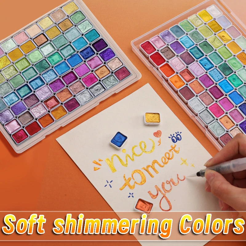 72 Colors Metallic Watercolors with Intense Sparkle