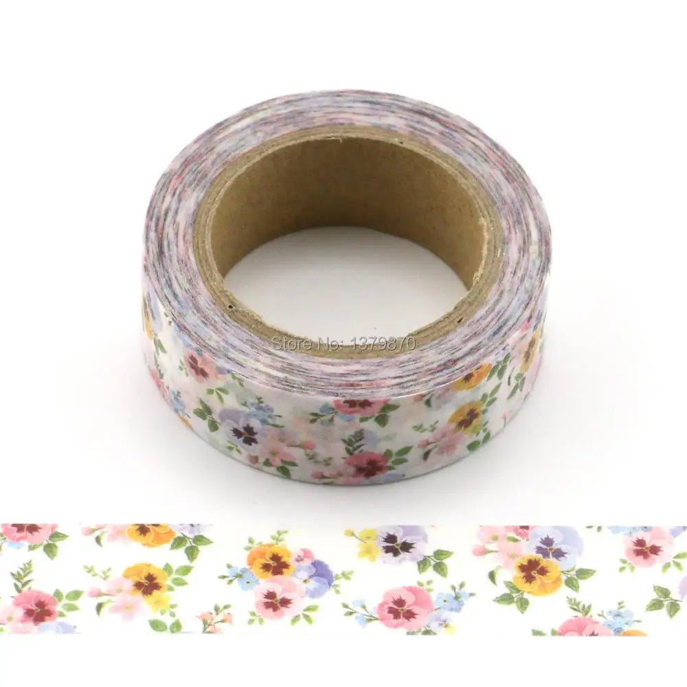 White Flowers Washi Tape Japanese Paper