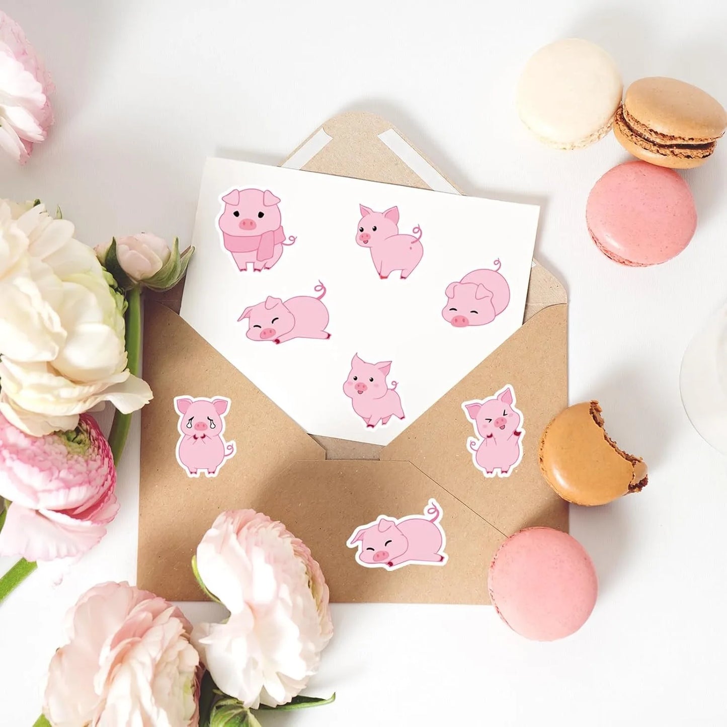500 Pcs/roll Pink Pig Stickers