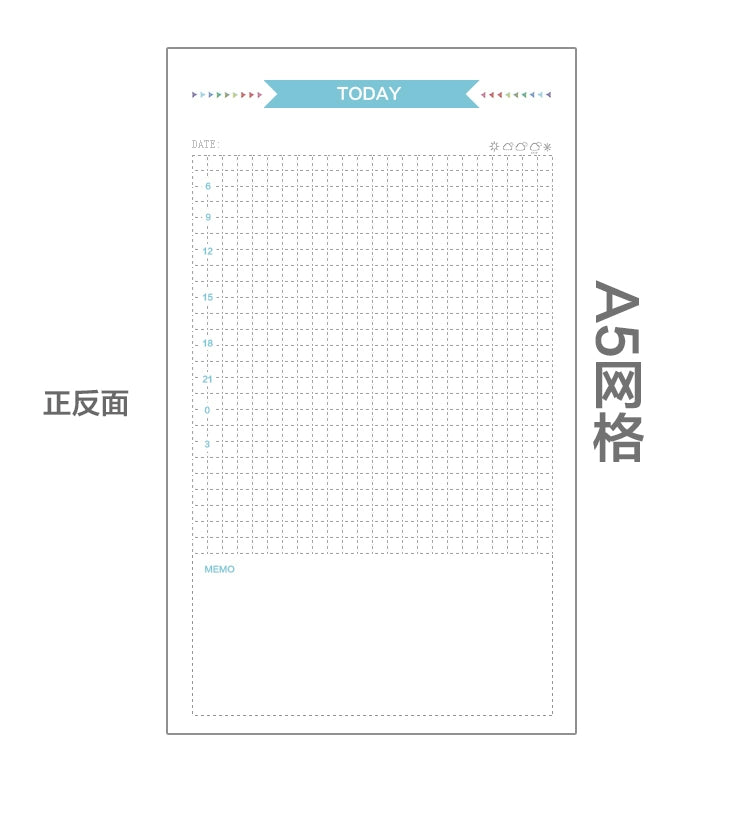 40 Sheet A5/A6 6 Ring Paper Refill Loose-leaf To Do/Weekly/Monthly/Grid