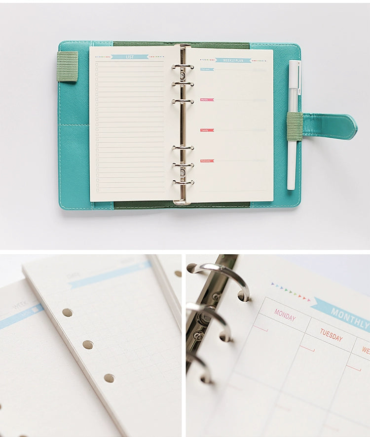 40 Sheet A5/A6 6 Ring Paper Refill Loose-leaf To Do/Weekly/Monthly/Grid