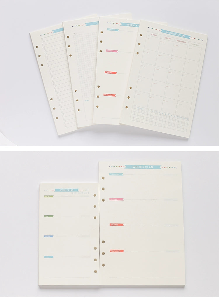 40 Sheet A5/A6 6 Ring Paper Refill Loose-leaf To Do/Weekly/Monthly/Grid